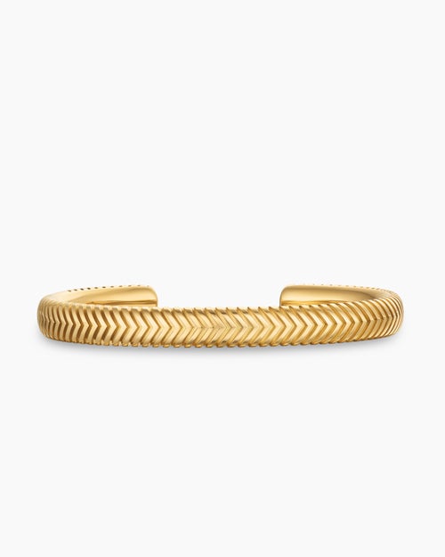 Mens Chevron Cuff Bracelet in 18K Yellow Gold, 8mm