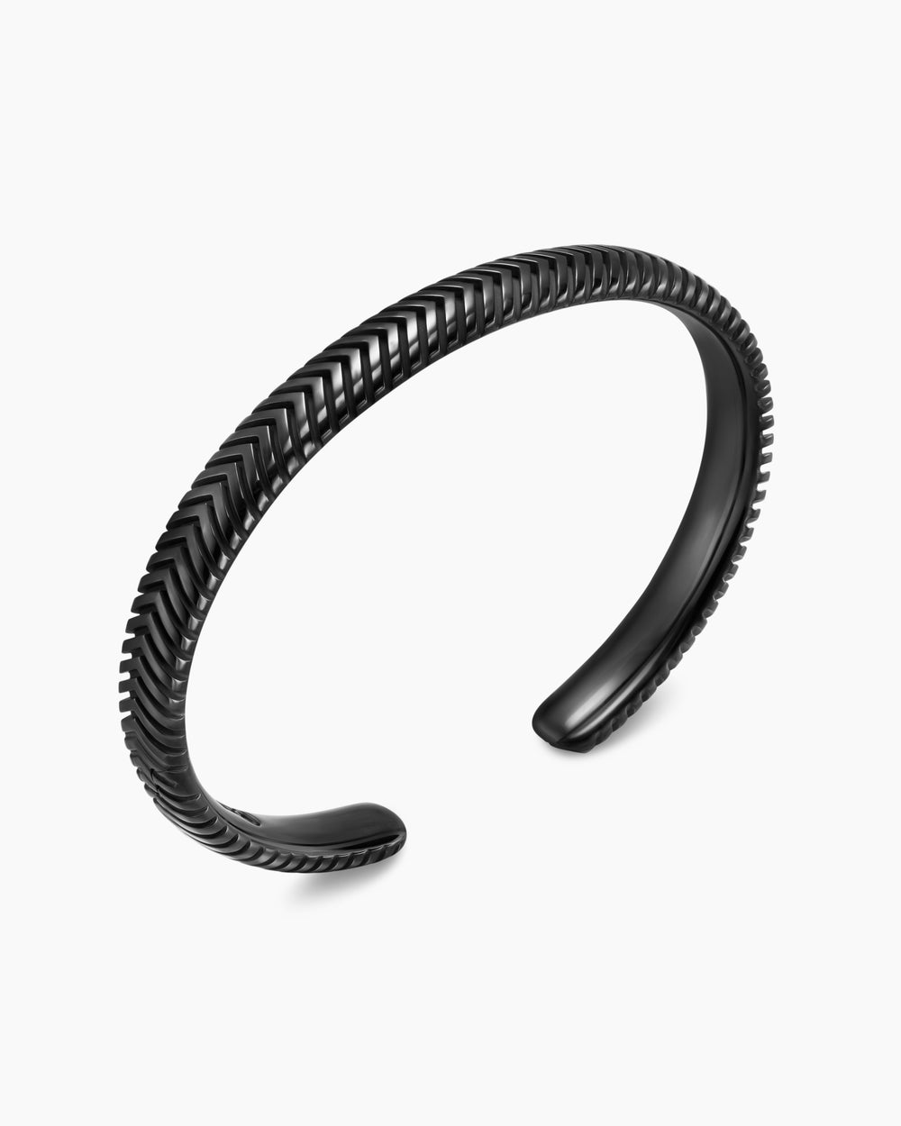 Mens Chevron Cuff Bracelet in Black Titanium, 8mm