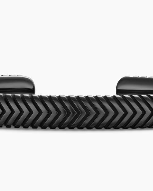 Mens Chevron Cuff Bracelet in Black Titanium, 8mm