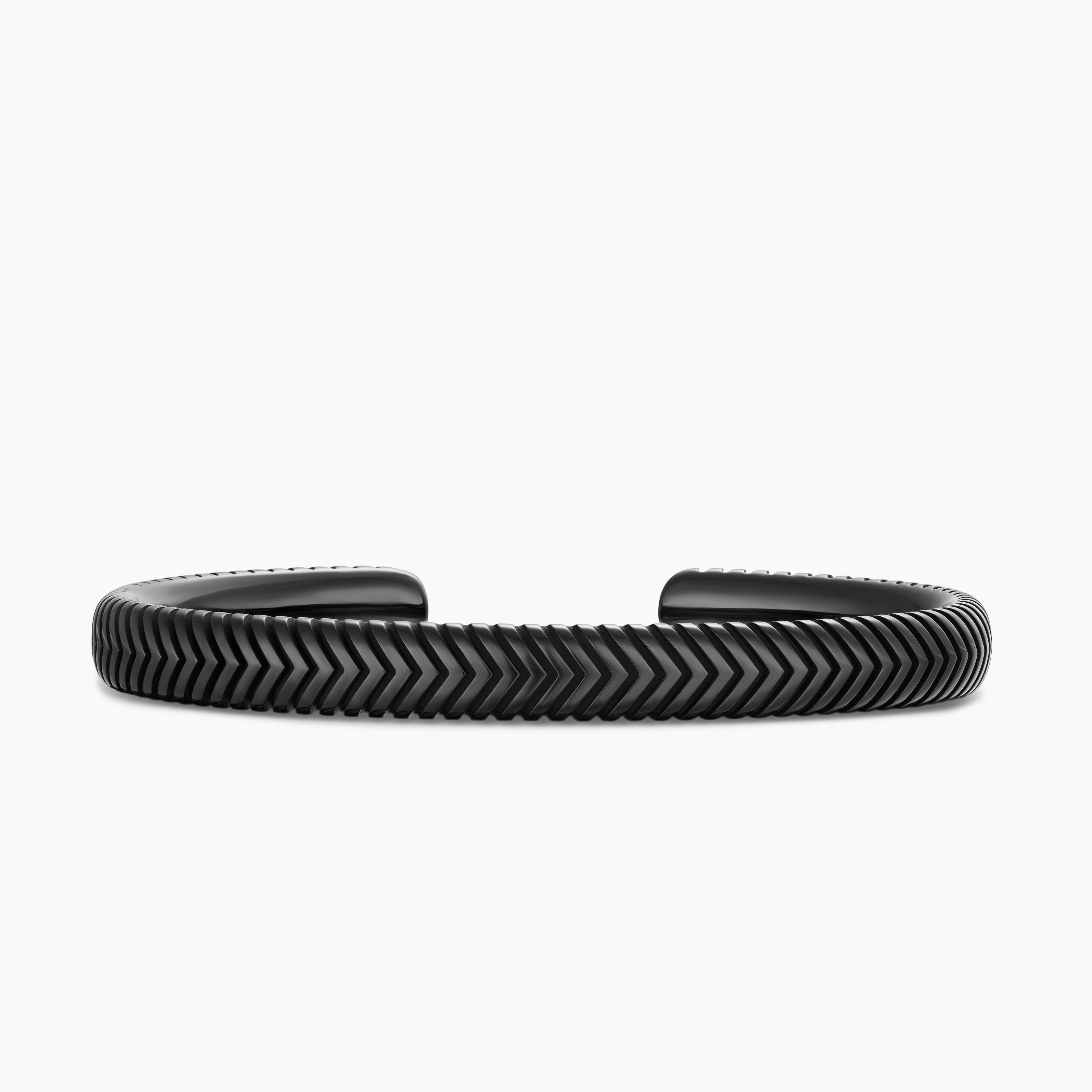 Mens Chevron Cuff Bracelet in Black Titanium, 8mm