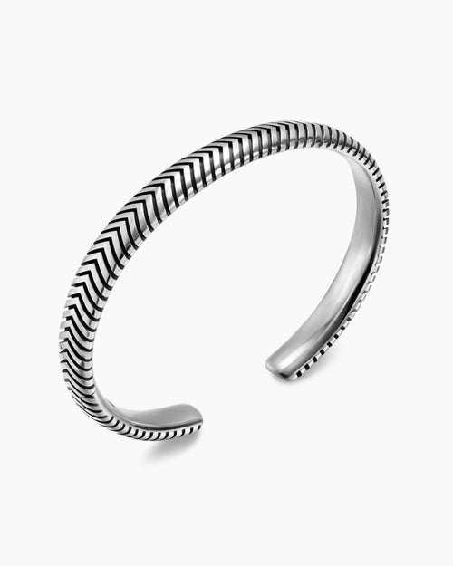 Mens Chevron Cuff Bracelet in Sterling Silver, 8mm