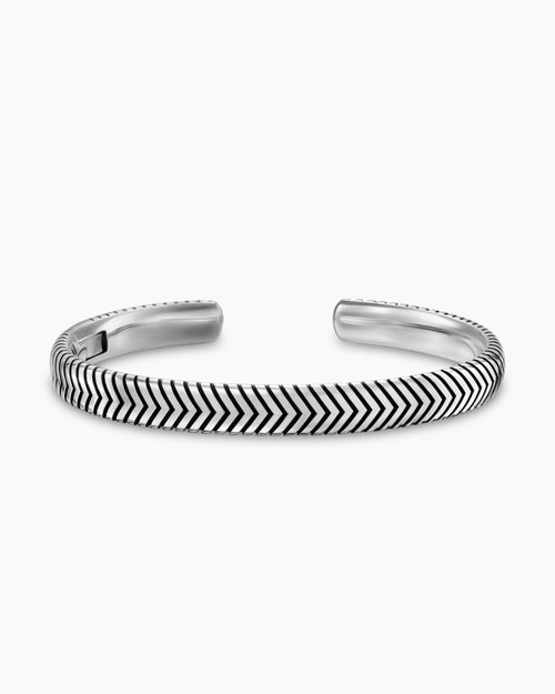 Mens Chevron Cuff Bracelet in Sterling Silver, 8mm