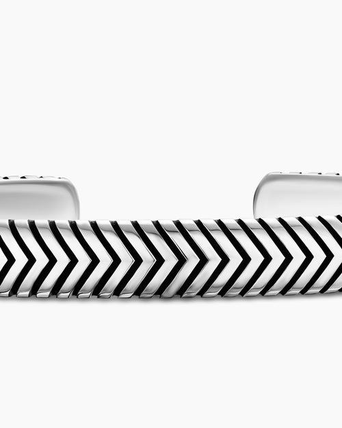 Mens Chevron Cuff Bracelet in Sterling Silver, 8mm