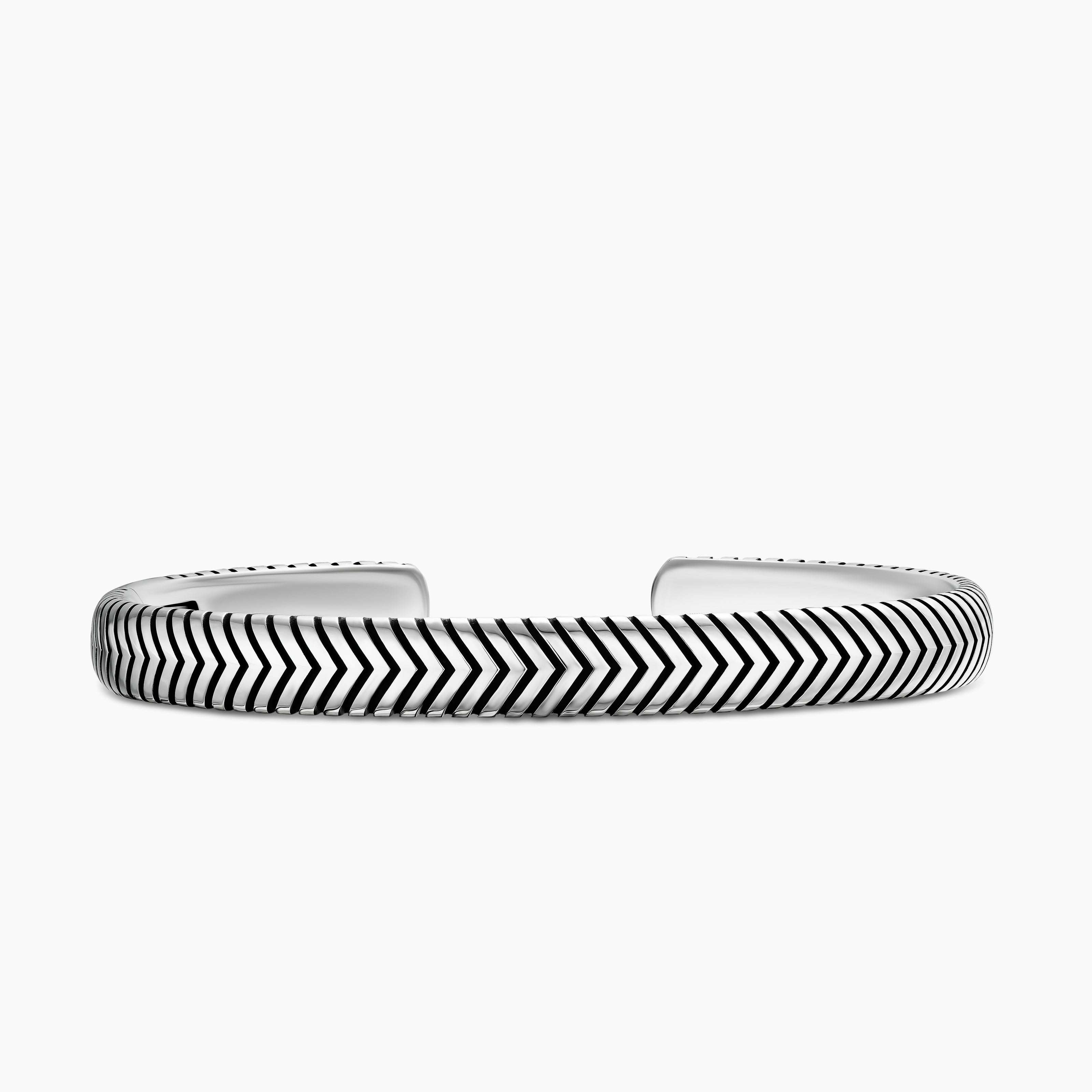 Mens Chevron Cuff Bracelet in Sterling Silver, 8mm