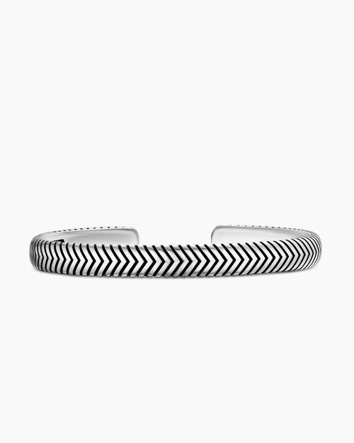 Mens Chevron Cuff Bracelet in Sterling Silver, 8mm