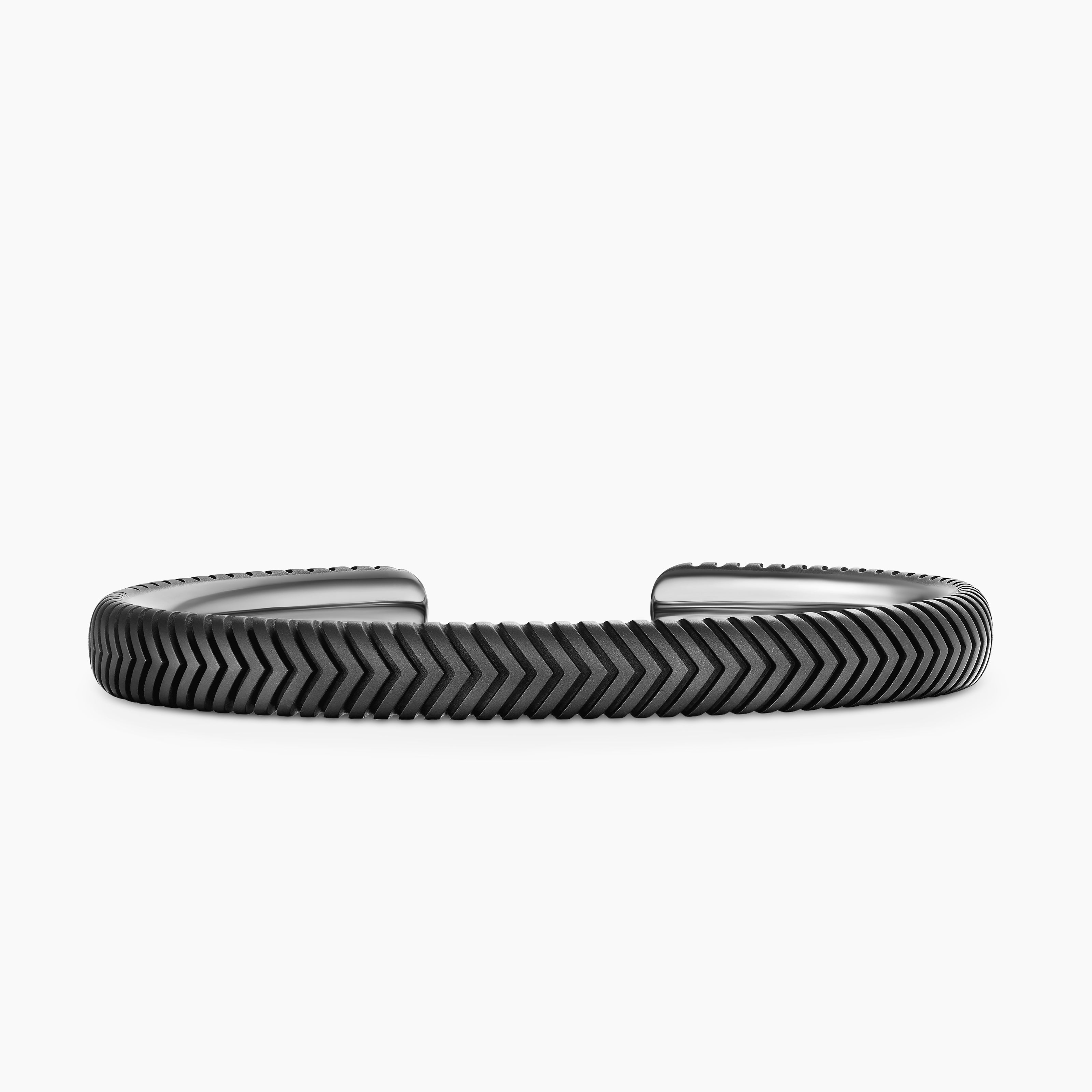 Mens Chevron Cuff Bracelet in Anthracite Titanium, 8mm