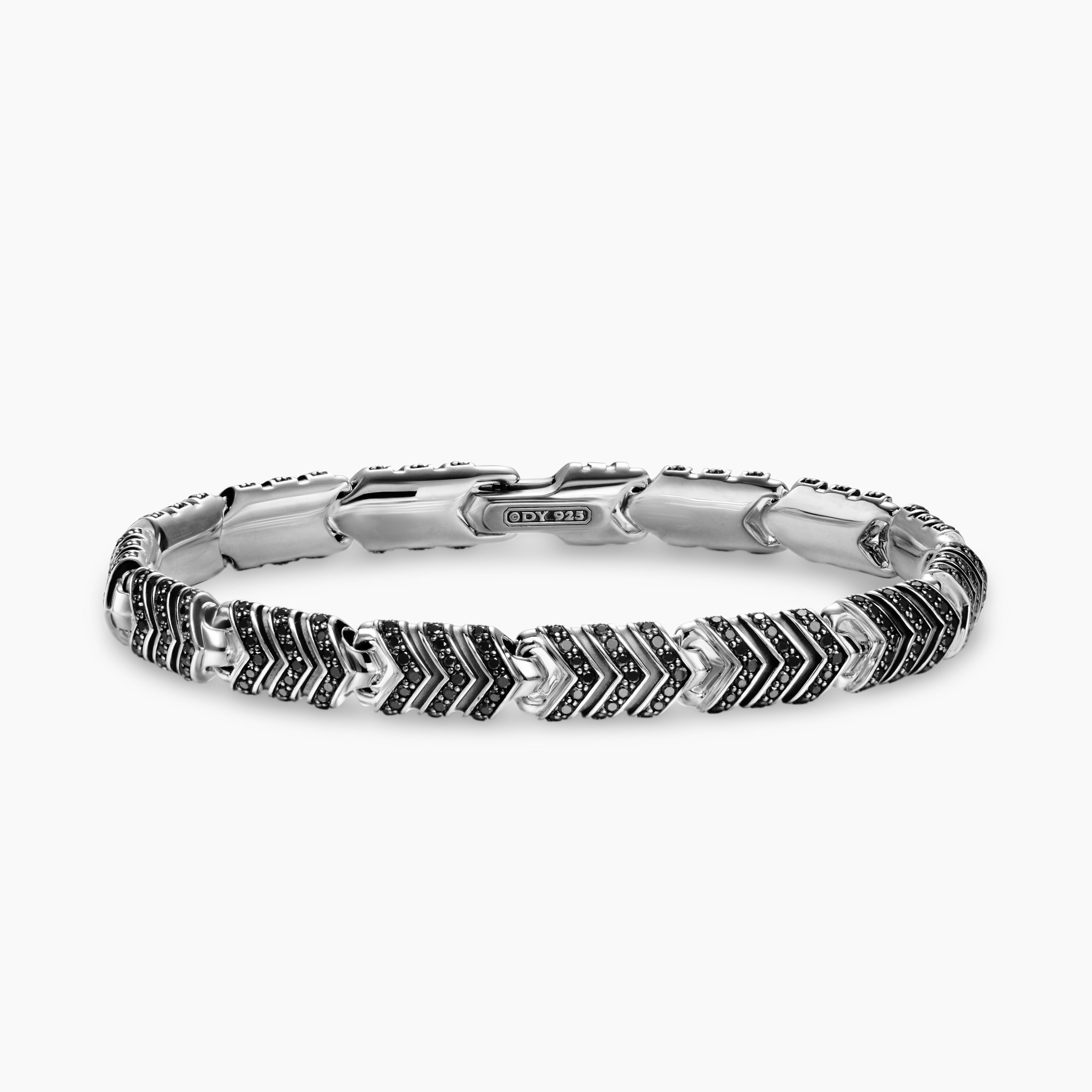 Mens Chevron Link Bracelet in Sterling Silver, 7.6mm