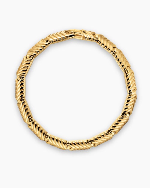 Mens Chevron Link Bracelet in 18K Yellow Gold, 7.6mm