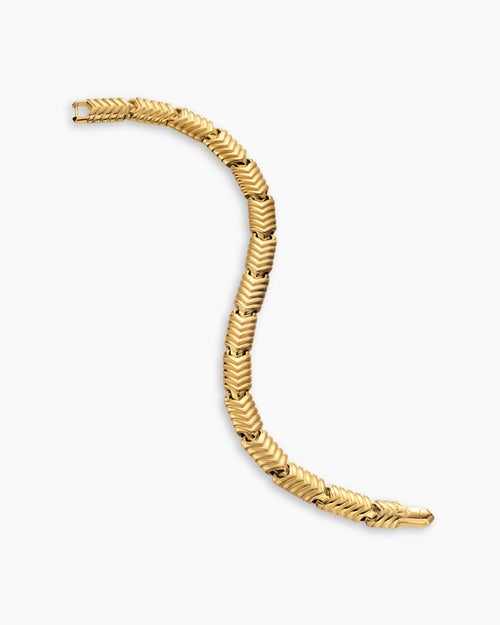 Mens Chevron Link Bracelet in 18K Yellow Gold, 7.6mm