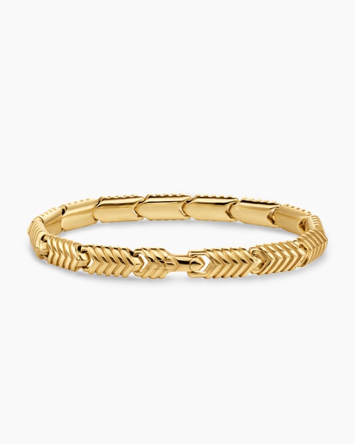 Mens Chevron Link Bracelet in 18K Yellow Gold, 7.6mm