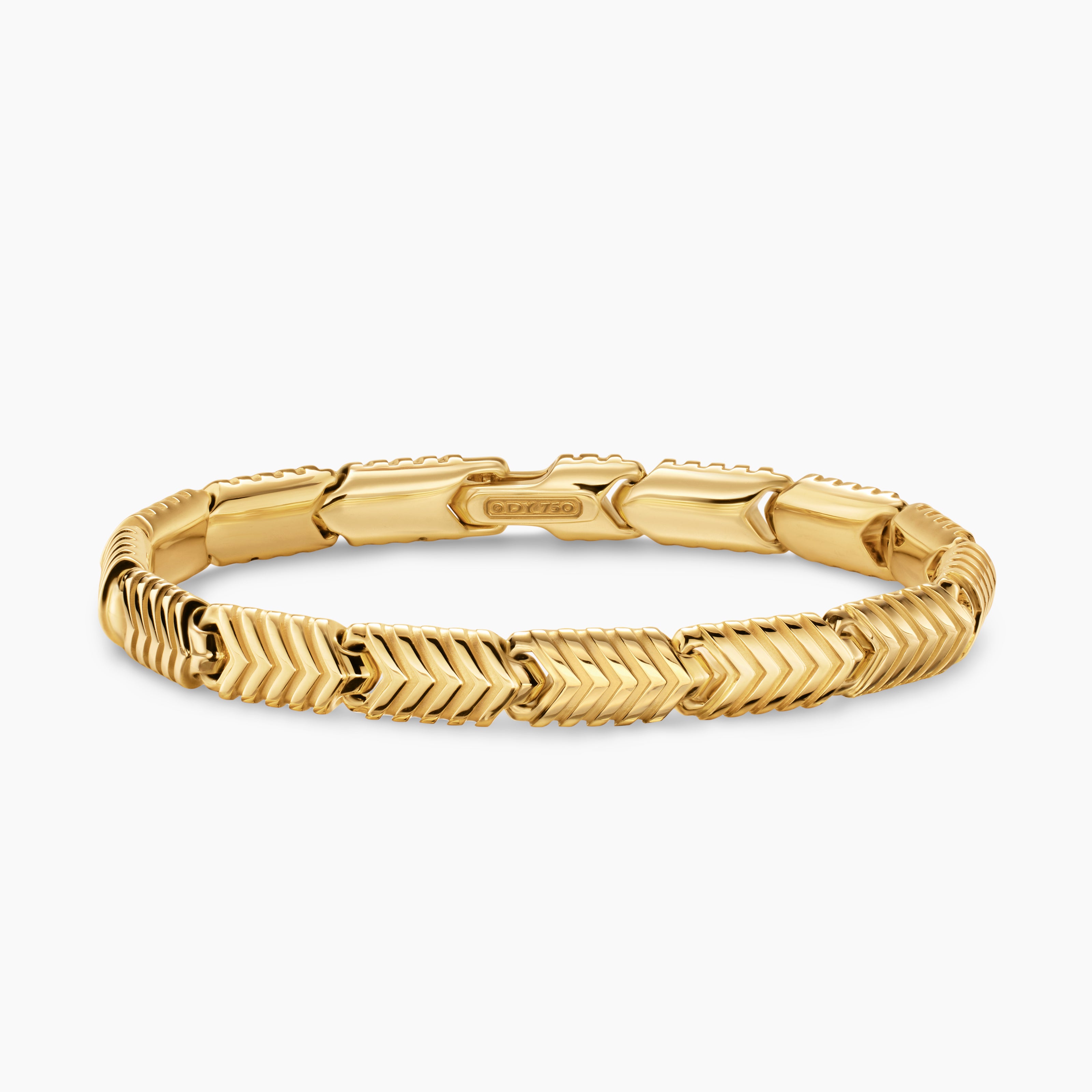 Mens Chevron Link Bracelet in 18K Yellow Gold, 7.6mm