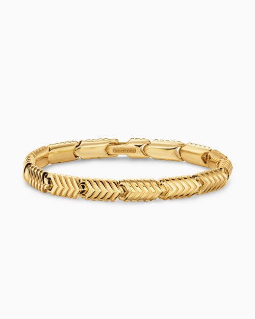 Mens Chevron Link Bracelet in 18K Yellow Gold, 7.6mm