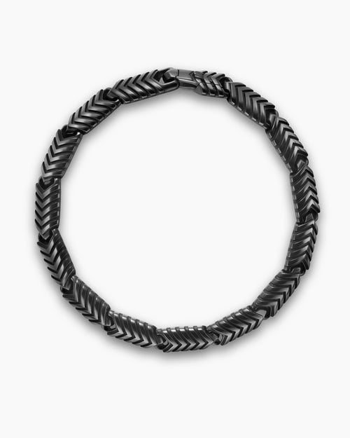 Mens Chevron Link Bracelet in Black Titanium, 7.6mm