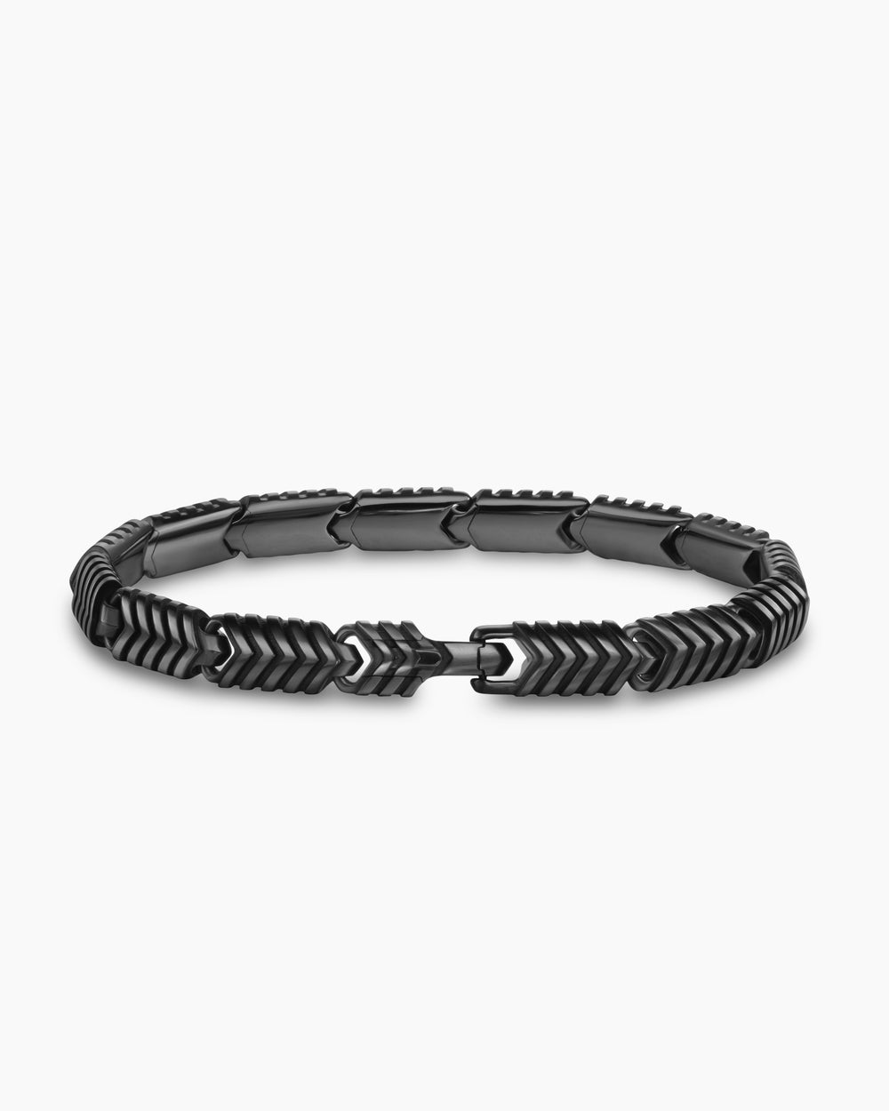 Bracelet à maillons Chevron en titane noir, 7,6 mm hommes