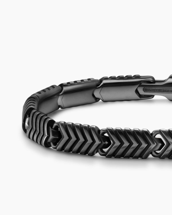 Bracelet à maillons Chevron en titane noir, 7,6 mm