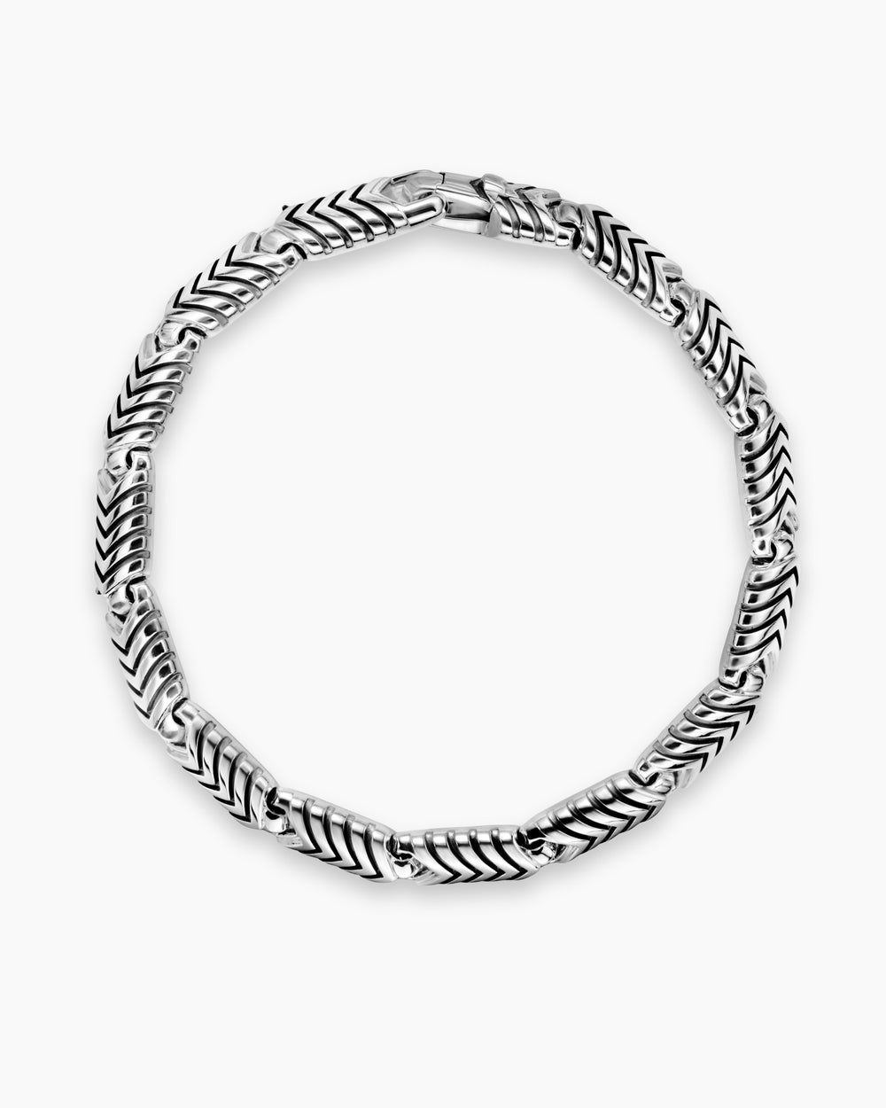 Mens Chevron Link Bracelet in Sterling Silver, 7.6mm