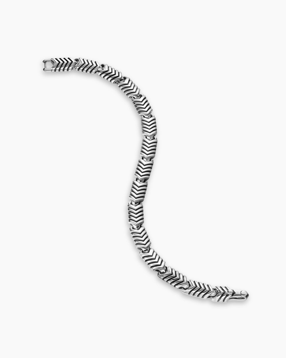 Mens Chevron Link Bracelet in Sterling Silver, 7.6mm