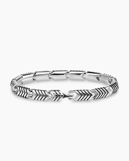 Mens Chevron Link Bracelet in Sterling Silver, 7.6mm