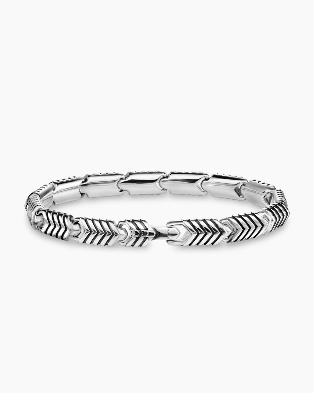 Mens Chevron Link Bracelet in Sterling Silver, 7.6mm