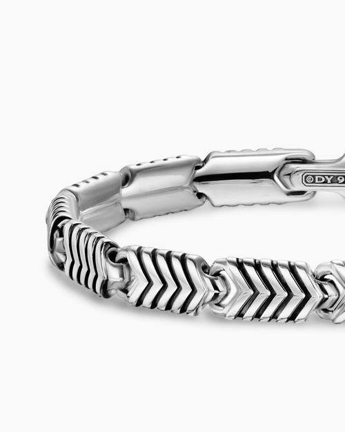 Mens Chevron Link Bracelet in Sterling Silver, 7.6mm