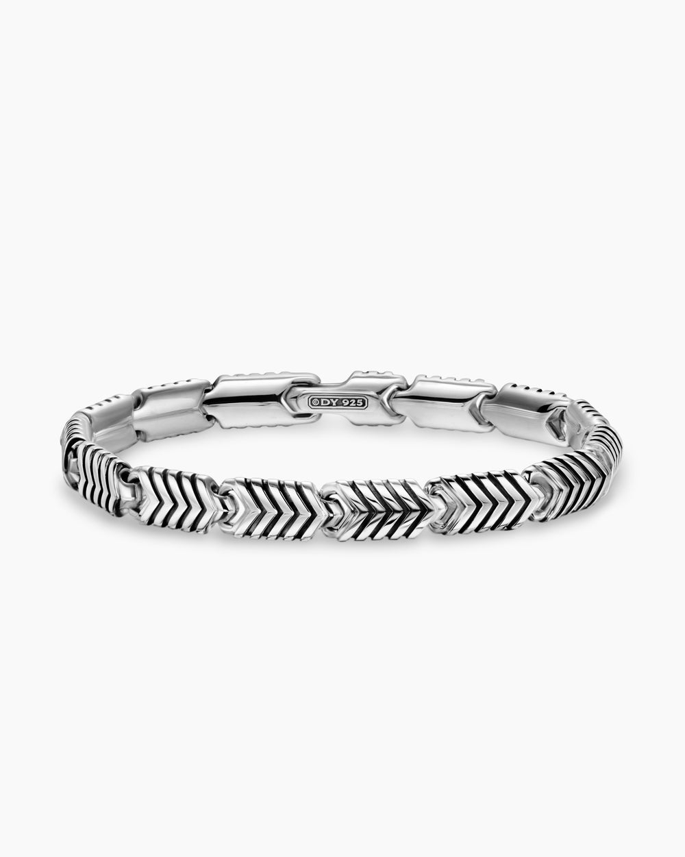 Mens Chevron Link Bracelet in Sterling Silver, 7.6mm
