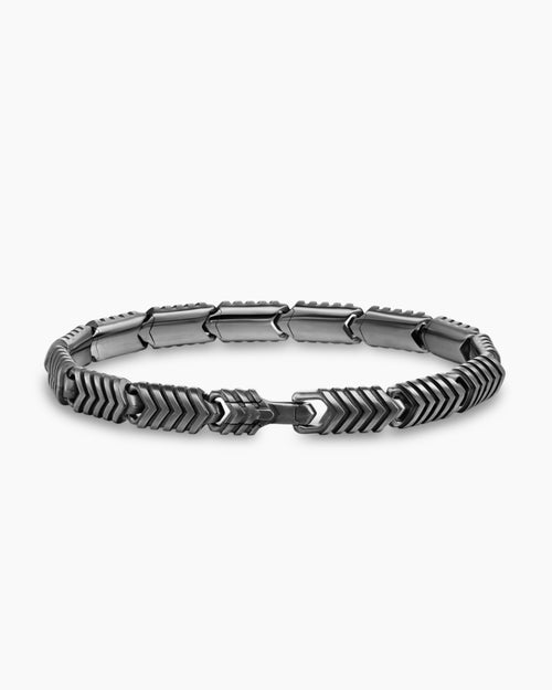 Mens Chevron Link Bracelet in Anthracite Titanium, 7.6mm