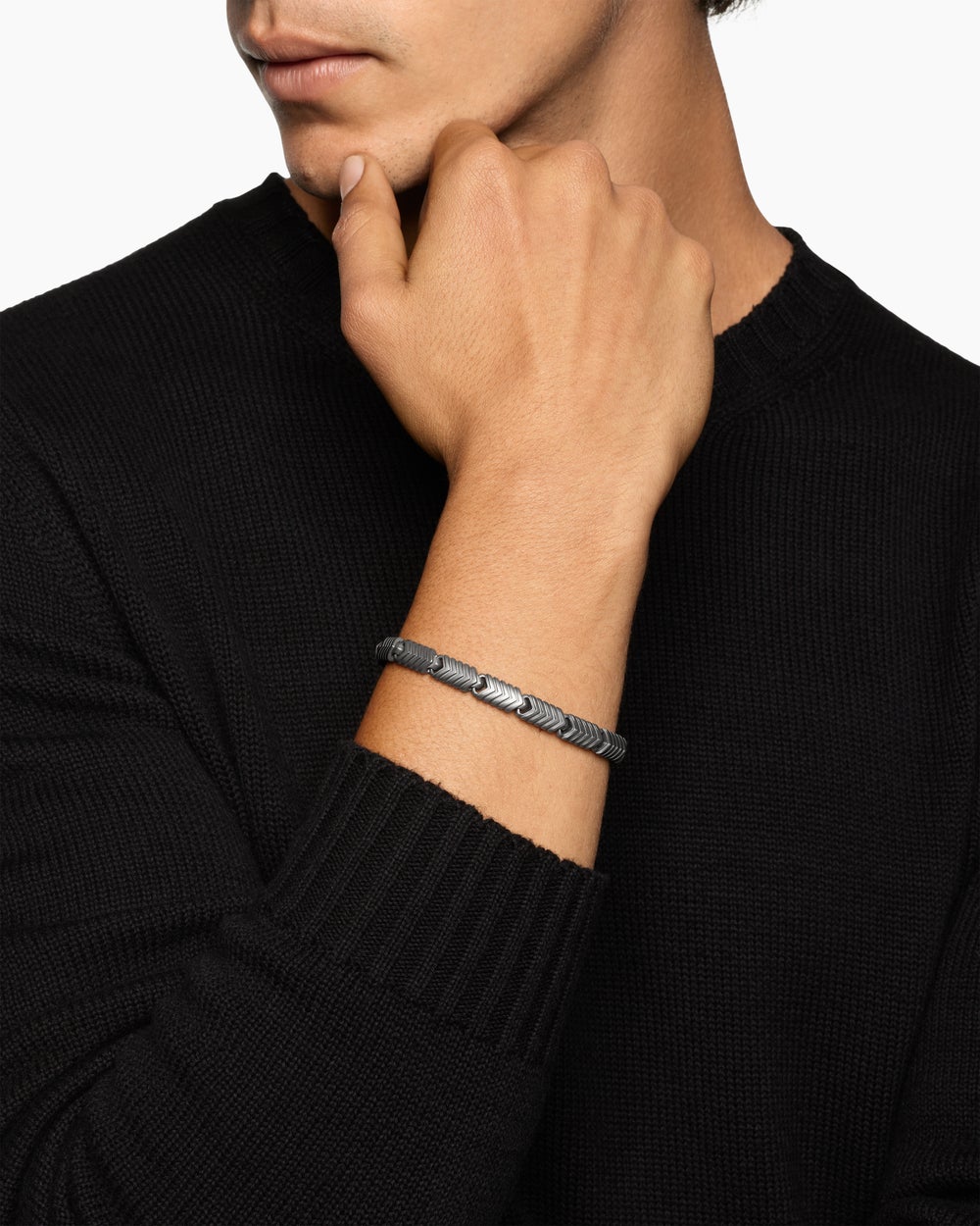 Bracelet à maillons Chevron en titane anthracite, 7,6 mm hommes