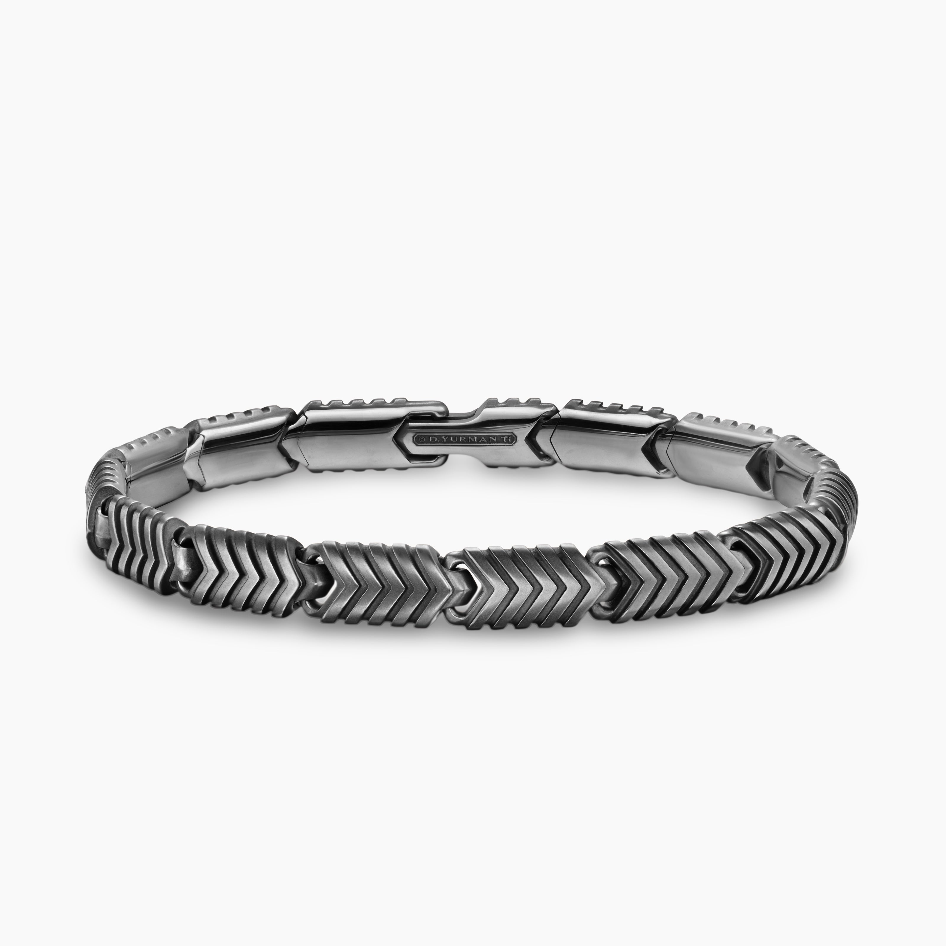 Bracelet &agrave; maillons Chevron en titane anthracite, 7,6 mm hommes 