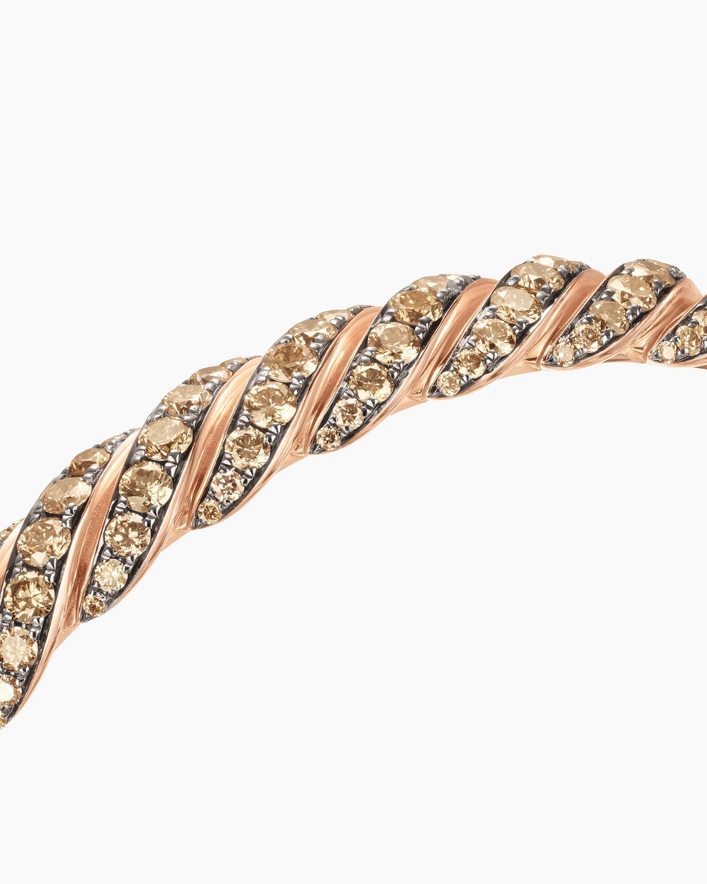 Mens Sculpted Cable Pavé Flex Bracelet in 18K Rose Gold, 7.5mm