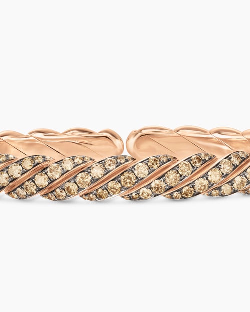 Mens Sculpted Cable Pavé Flex Bracelet in 18K Rose Gold, 7.5mm