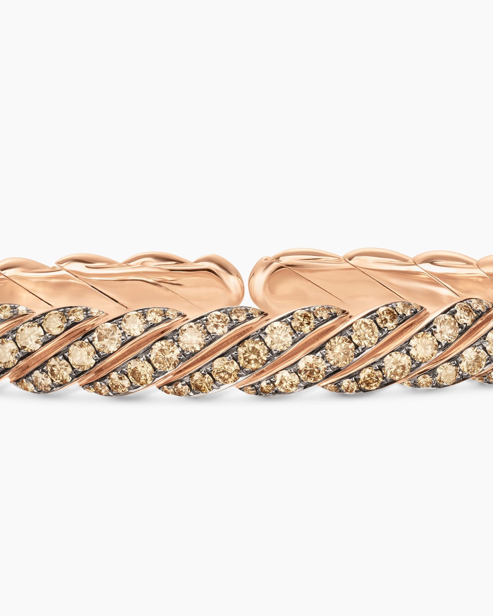 Mens Sculpted Cable Pavé Flex Bracelet in 18K Rose Gold, 7.5mm