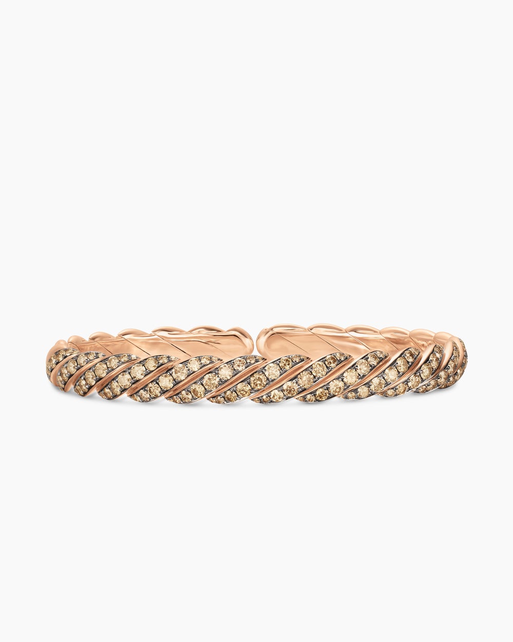 Mens Sculpted Cable Pavé Flex Bracelet in 18K Rose Gold, 7.5mm
