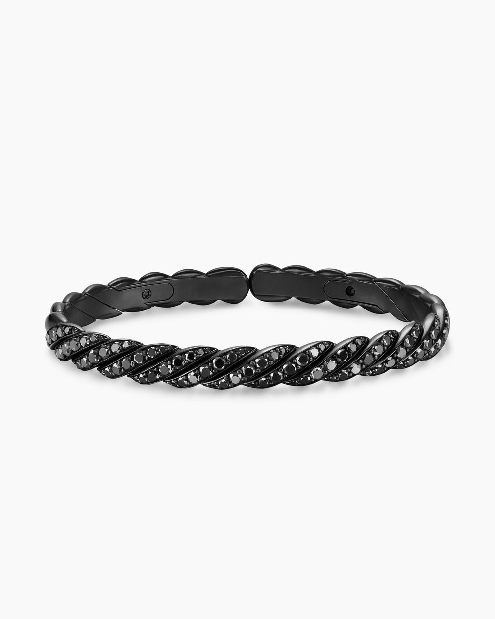 Bracelet Sculpted Cable Pavé Flex en titane noir, 7,5 mm hommes