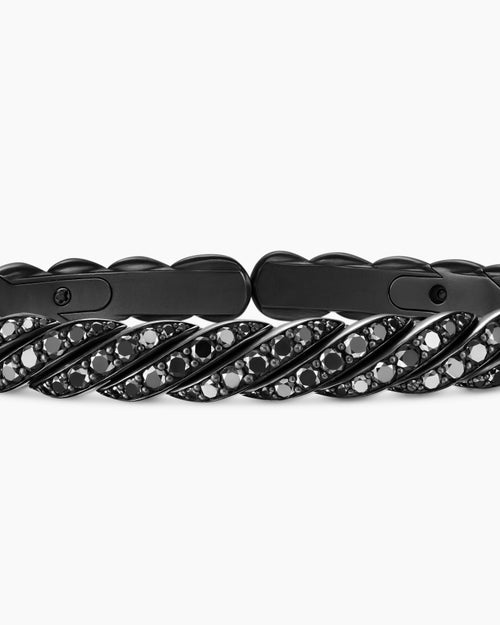 Mens Sculpted Cable Pavé Flex Bracelet in Black Titanium, 7.5mm
