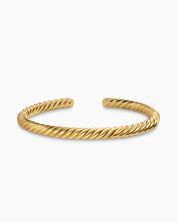 Cable Cuff Bracelet in 18K Yellow Gold, 6mm