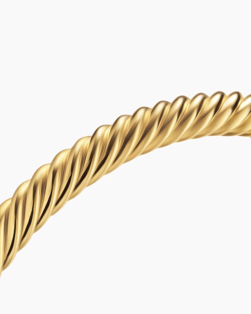 Mens Cable Cuff Bracelet in 18K Yellow Gold, 6mm