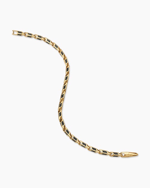 Mens Streamline® Faceted Chain Bracelet in 18K Yellow Gold with Forged Carbon, 4.3mm