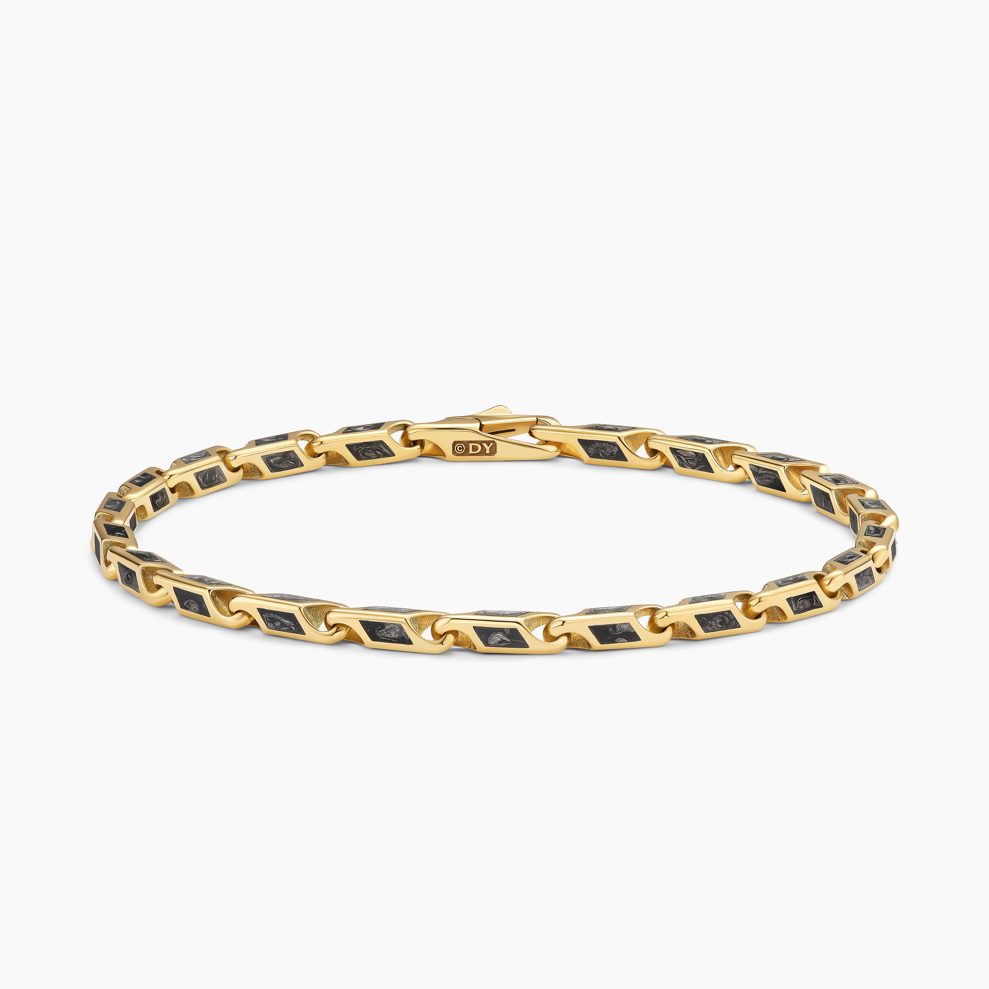 Mens Streamline Faceted Chain Bracelet in 18K Yellow Gold, 4.3mm