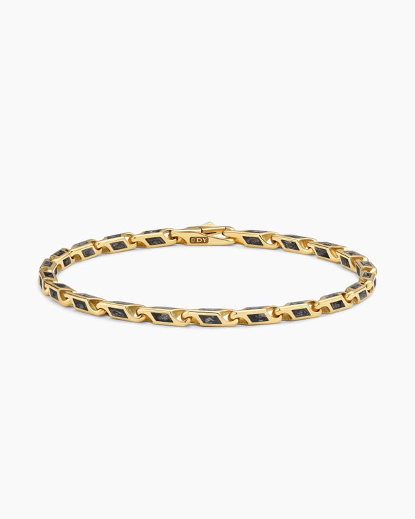 Streamline® Faceted Chain Bracelet in 18K Yellow Gold with Forged Carbon, 4.3mm