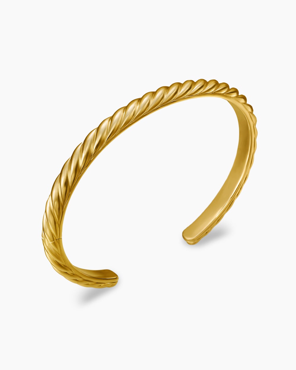 Mens Sculpted Cable Cuff Bracelet in 18K Yellow Gold, 5.5mm