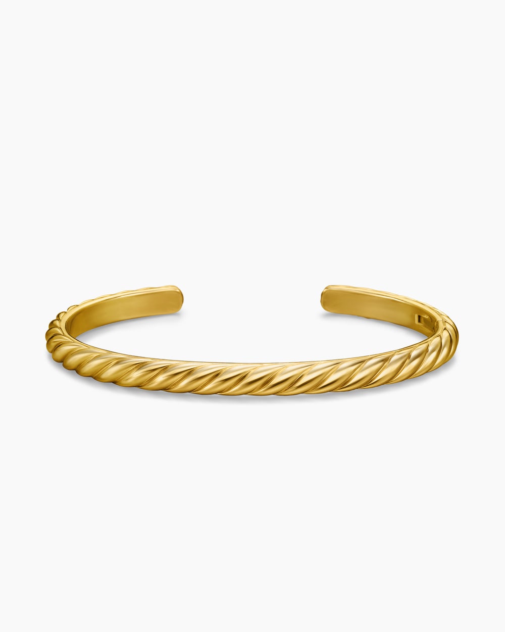 Mens Sculpted Cable Cuff Bracelet in 18K Yellow Gold, 5.5mm