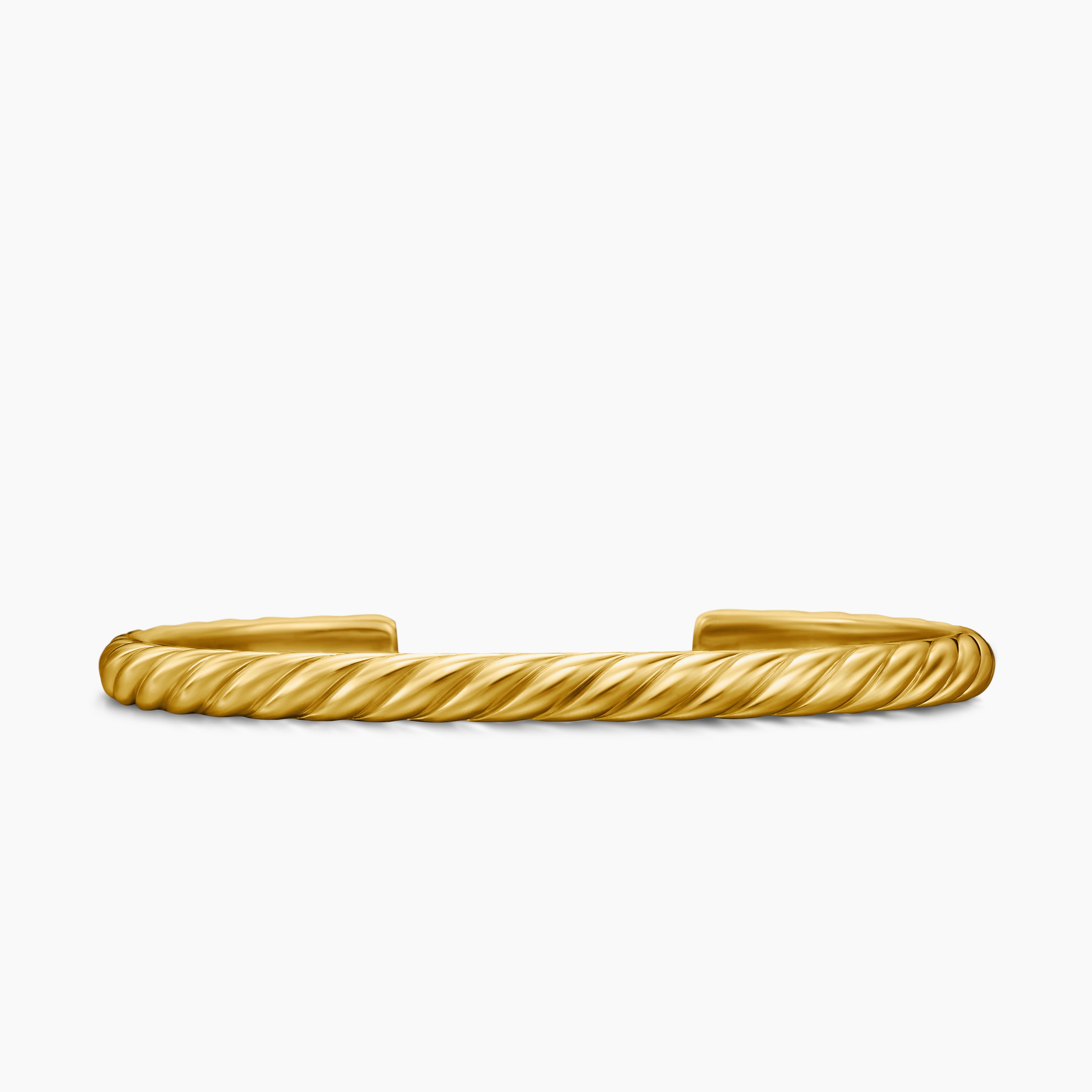 Mens Sculpted Cable Cuff Bracelet in 18K Yellow Gold, 5.5mm