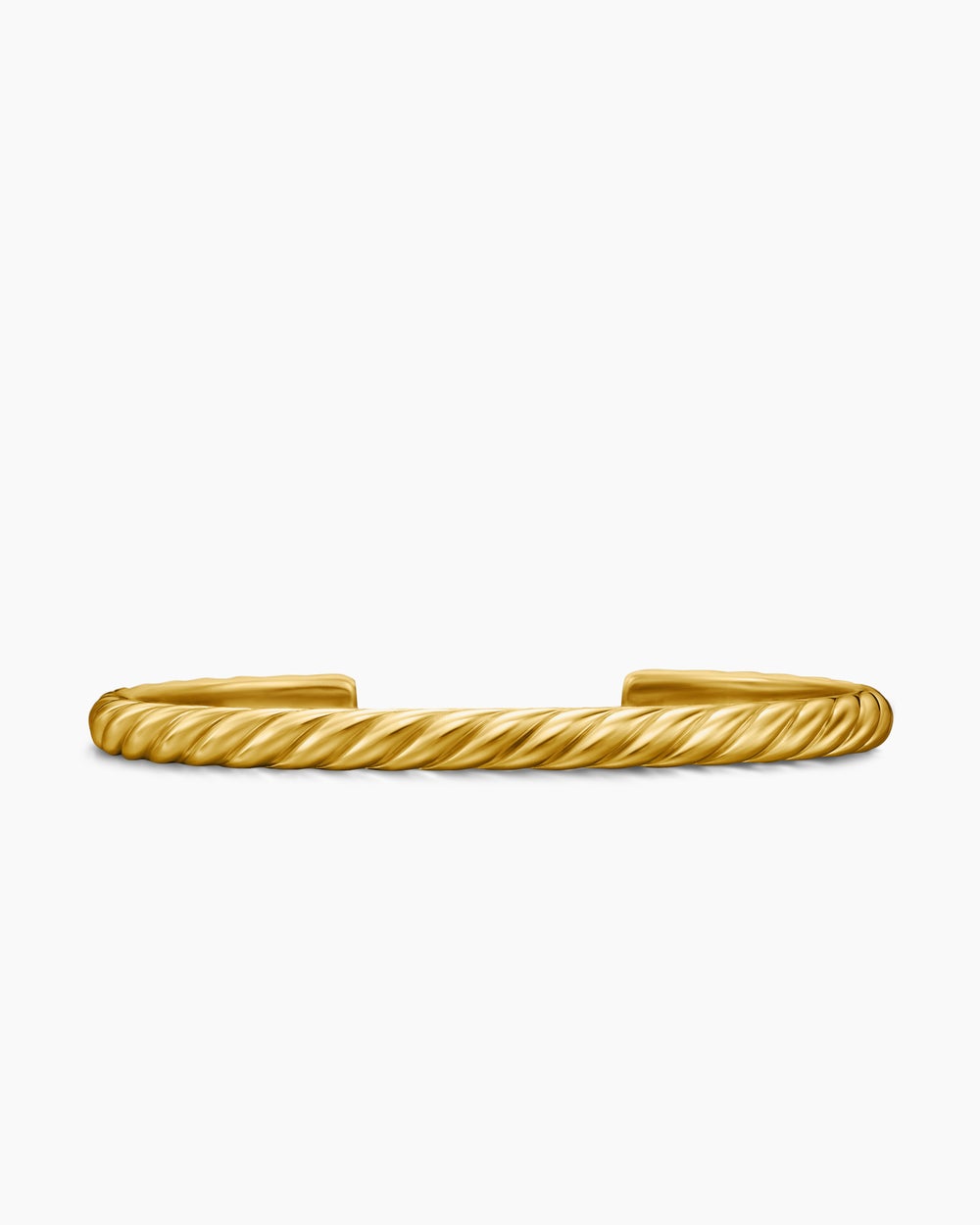 Mens Sculpted Cable Cuff Bracelet in 18K Yellow Gold, 5.5mm