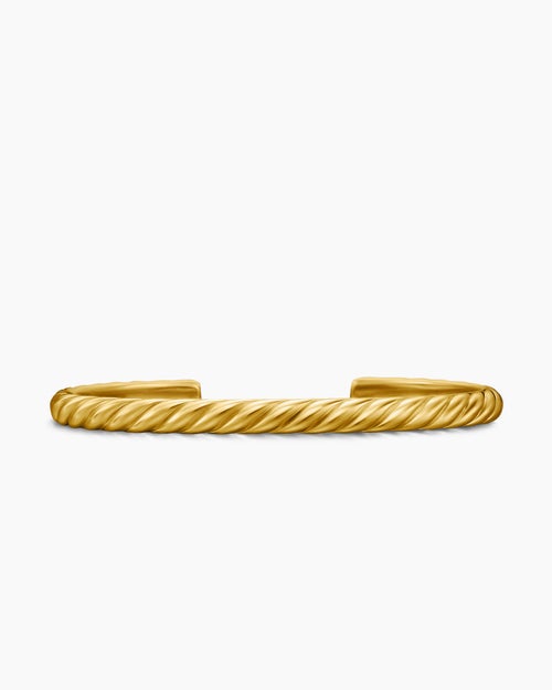Mens Sculpted Cable Cuff Bracelet in 18ct Yellow Gold, 5.5mm