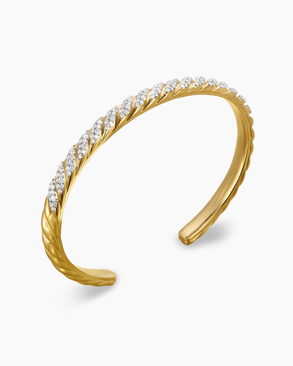 Mens Sculpted Cable Cuff Bracelet in 18K Yellow Gold, 5.5mm