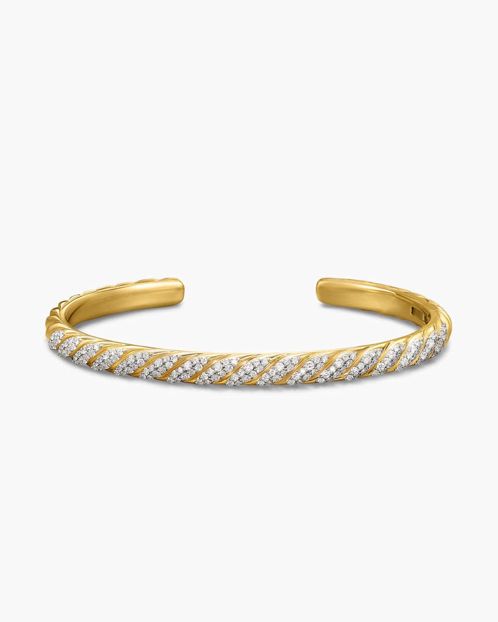 Mens Sculpted Cable Cuff Bracelet in 18K Yellow Gold, 5.5mm
