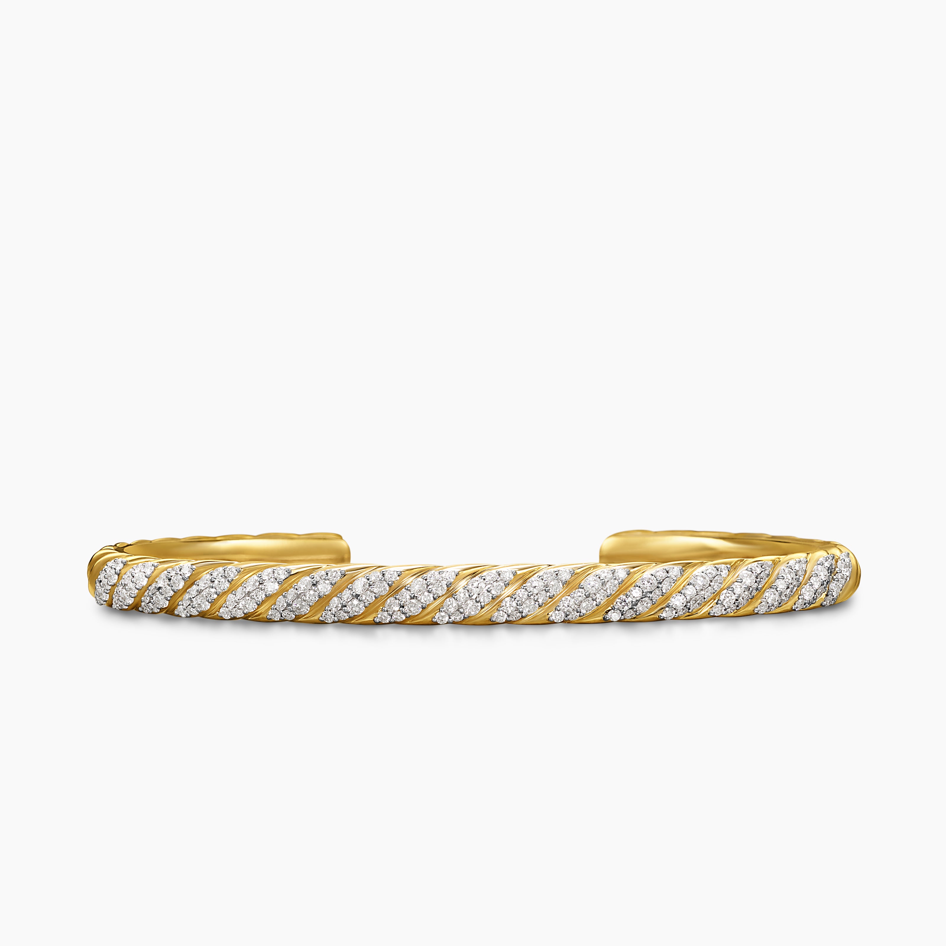 Mens Sculpted Cable Cuff Bracelet in 18K Yellow Gold, 5.5mm