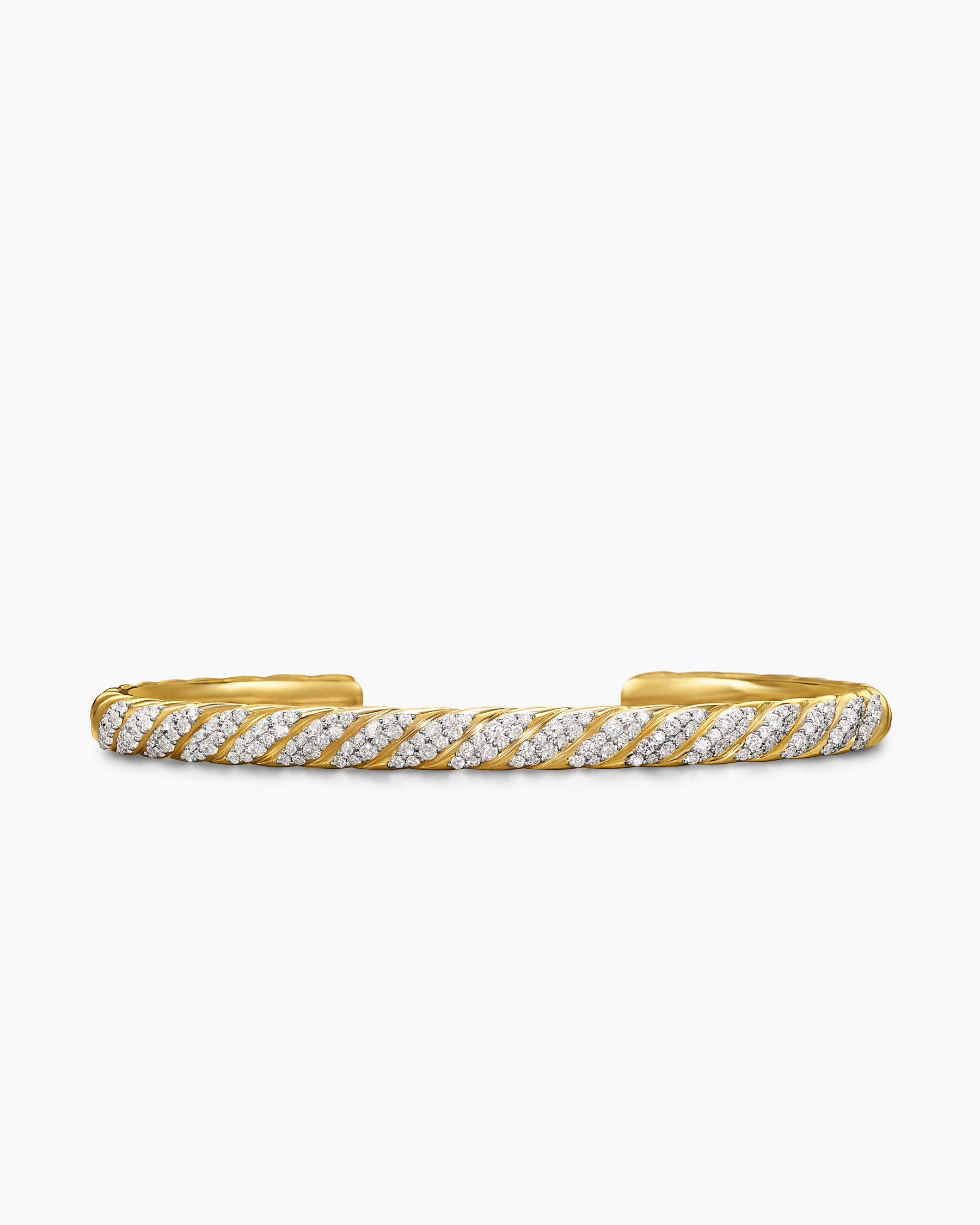 SculptedCableCuffBraceletin18KYellowGoldwithDiamonds,5.5mm