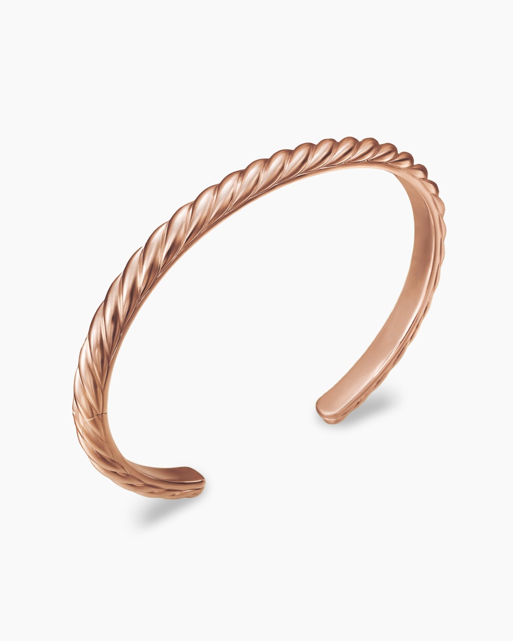 Mens Sculpted Cable Cuff Bracelet in 18K Rose Gold, 5.5mm