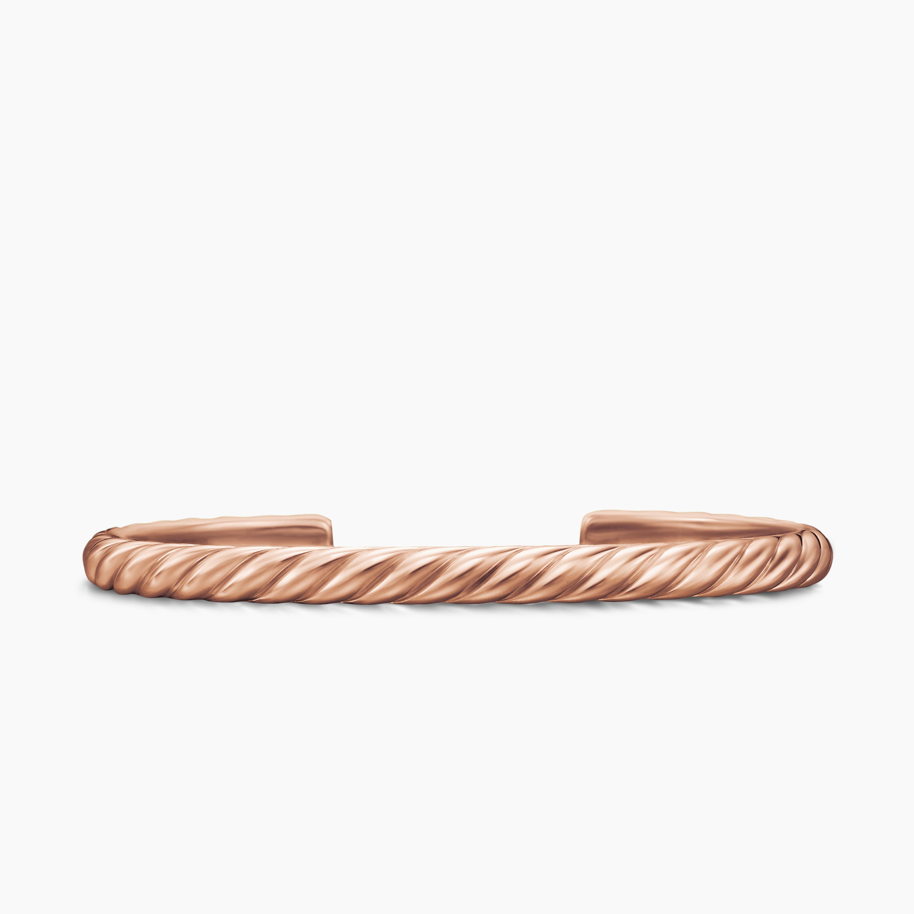 Mens Sculpted Cable Cuff Bracelet in 18K Rose Gold, 5.5mm